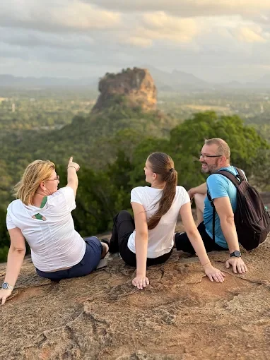 Golden Hour at Pidurangala - Admiring the majestic Sigiriya Lion Rock at sunset with our European guests.